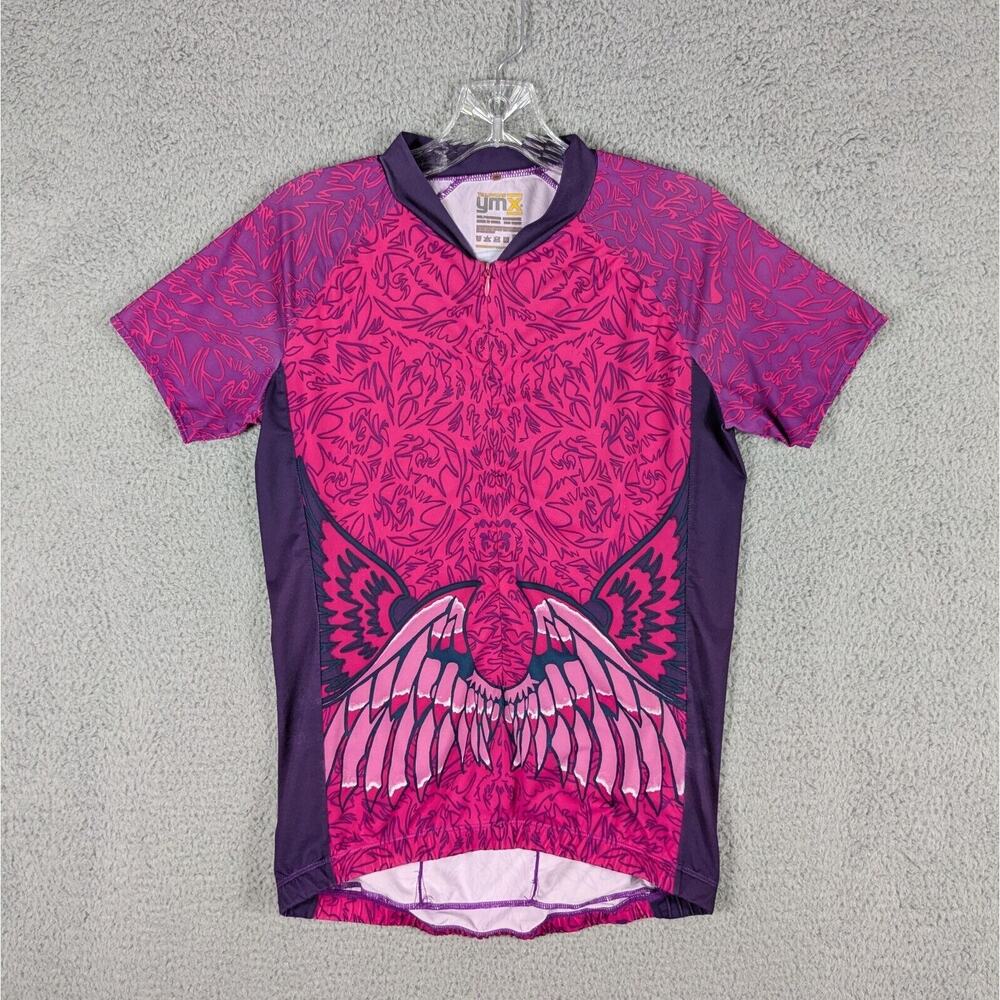 Yellowman YMX Cycling Jersey Women's Small Pink Magenta Wings 3/4 Zip Top